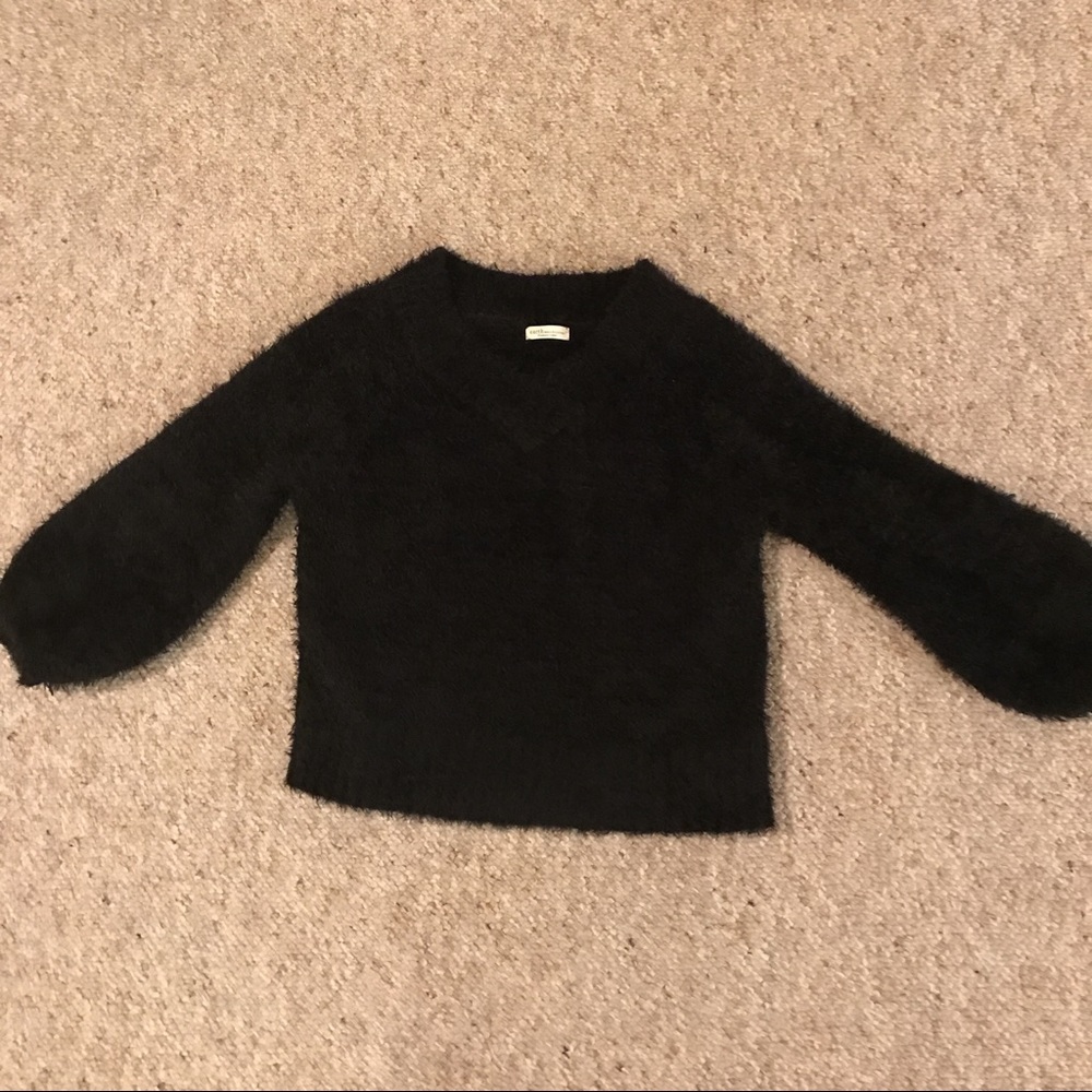 Black Faux Fur Sweater S